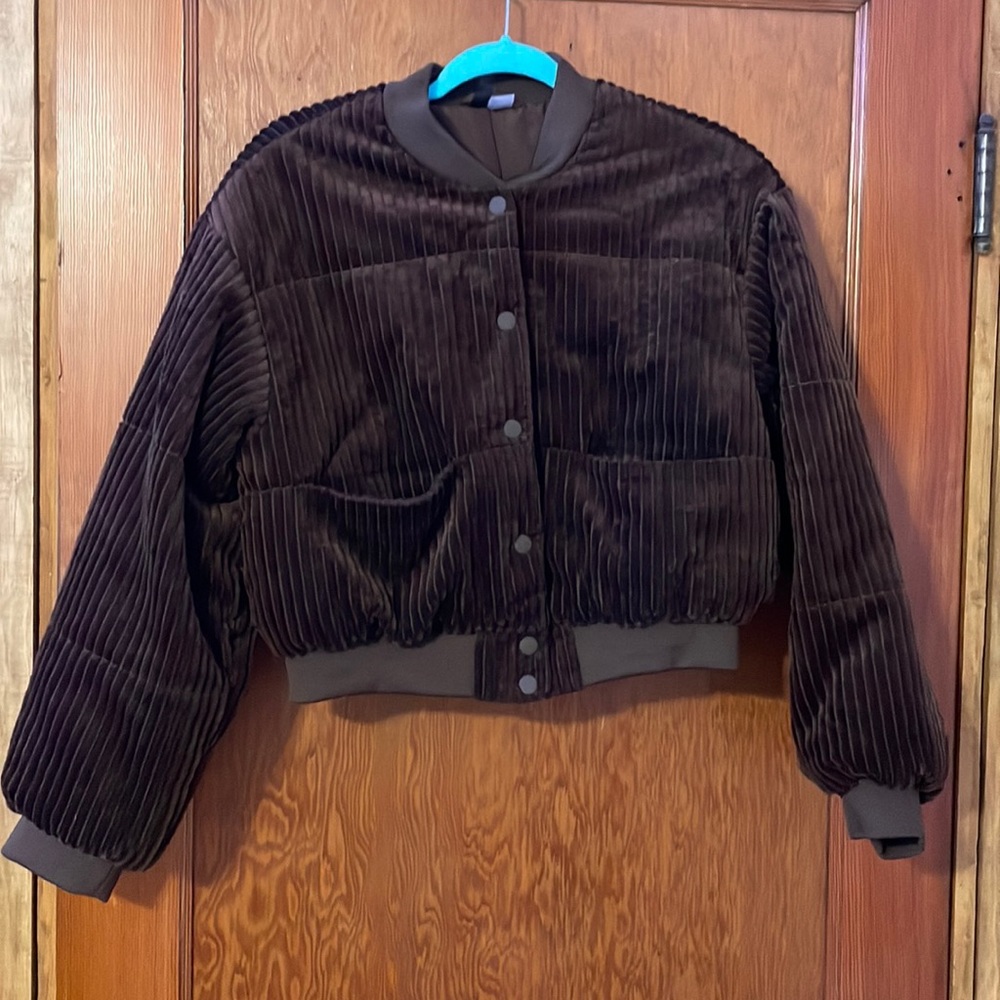 Brown corduroy puffer jacket